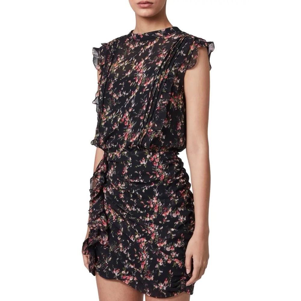 ALLSAINTS Hali Skit Floral Ruffle Minidress